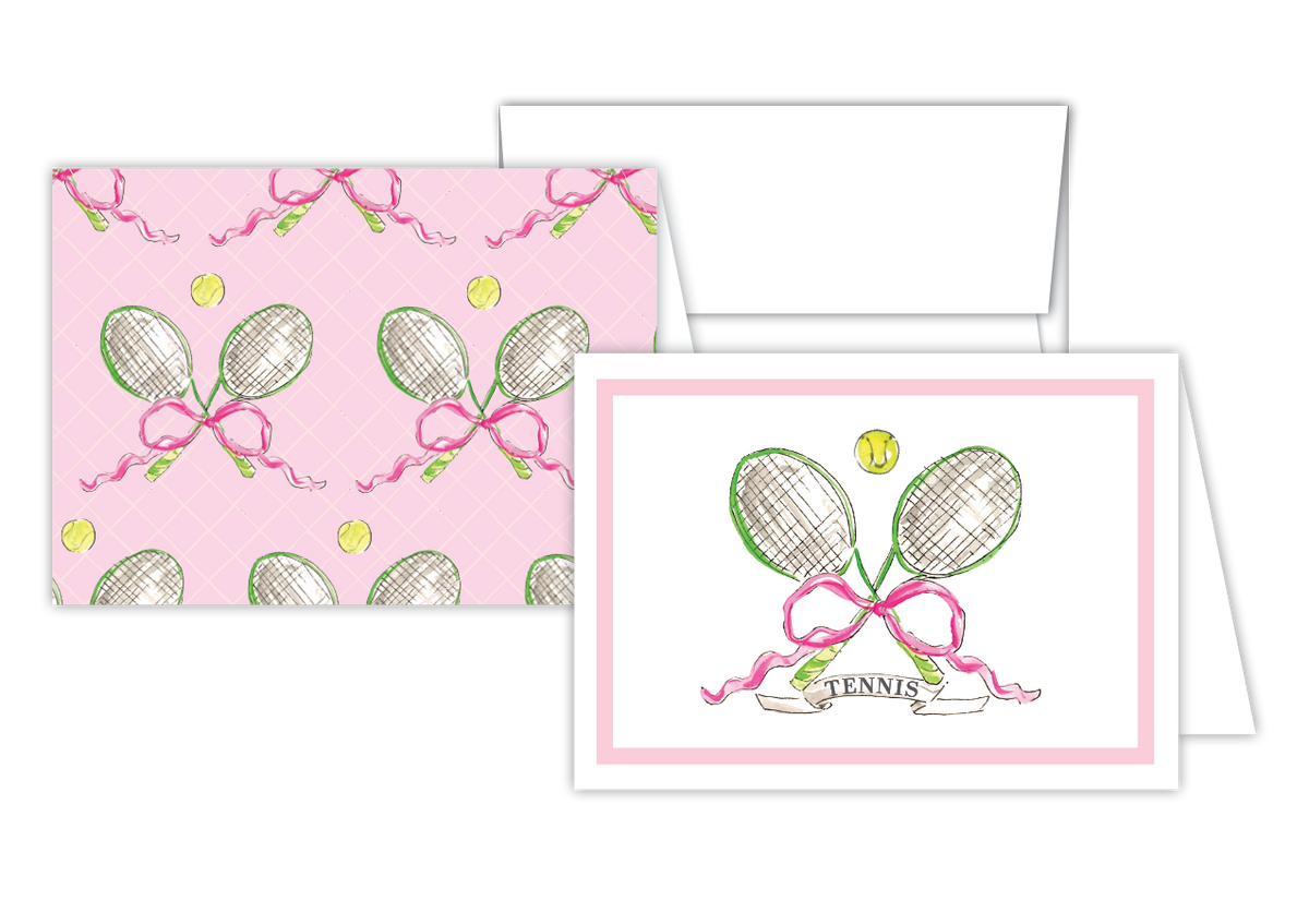 Tennis Rackets with Ball and Bow Stationery Notes