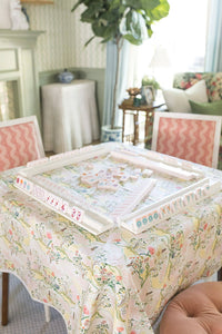 WHOLESALE Scalloped Square Table Topper | Pink Pagoda
