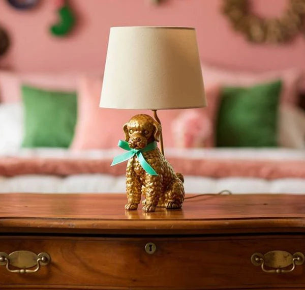 Resin Poodle Table Lamp with Bow