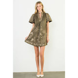 Short Sleeve Embroidered Detail Dress