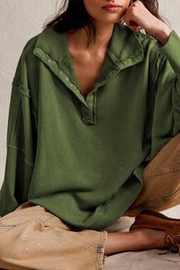 Half button outseam oversized sweatshirt