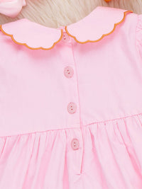 Pumpkin Darling Embroidered 100% Cotton Smocked Dress