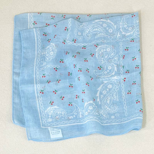 Cherry & Paisley Floral Bandana Head Wrap Square Scarf