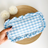 Gingham Ruffle Pouch Coquette | Cute Make-up or Pencil Bag