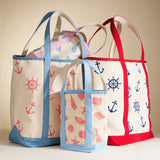 Nautical Print Everywhere Canvas Tote