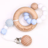 Wooden and Silicone Teether - Blue