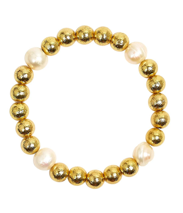 Georgia - Gold & Freshwater Pearl Beaded Bracelet