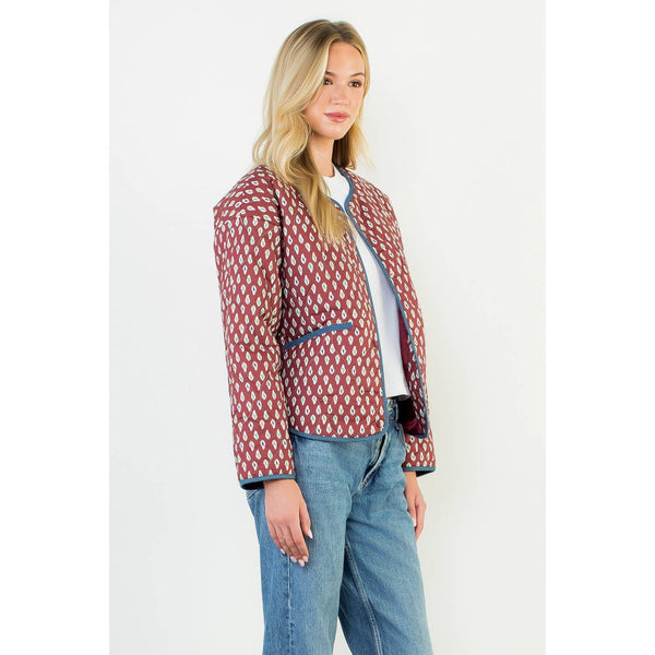 Print Detailed Quilted Jacket