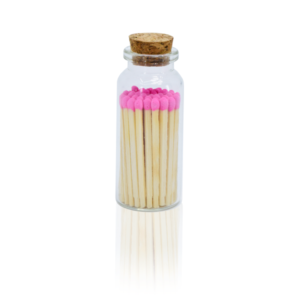Small Match Bottles - Safety Matches in Jars - Pink
