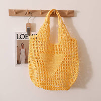Solid Color Hollow Out Woven Handbag MK2BLW6W10BBG929