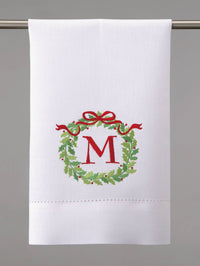 Christmas Wreath Monogram Guest Towel