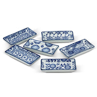 Blue/White Small Rectangle Dish-6Asst-3.5
