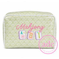 Mahjong Large Clear-Coated Tote Pouch (Chartreuse)