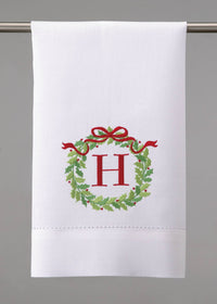 Christmas Wreath Monogram Guest Towel