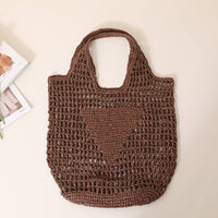 Solid Color Hollow Out Woven Handbag MK2BLW6W10BBG929