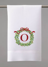 Christmas Wreath Monogram Guest Towel