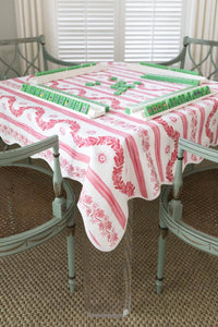 WHOLESALE Scalloped Square Table Topper | Boxwood Garden - Rose