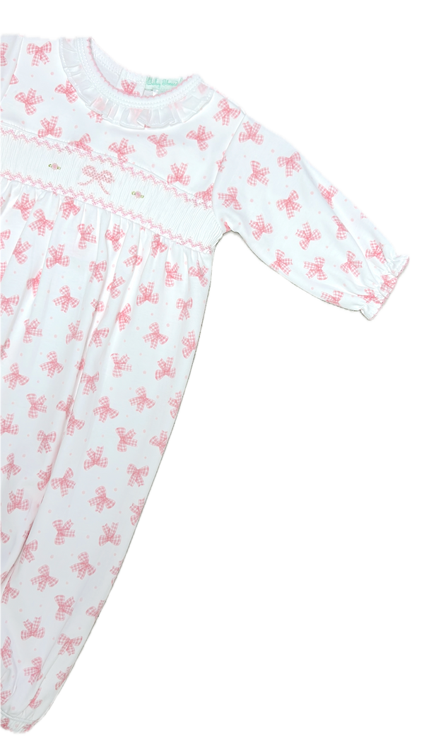 Day gown Pink bows print 100% Pima Cotton