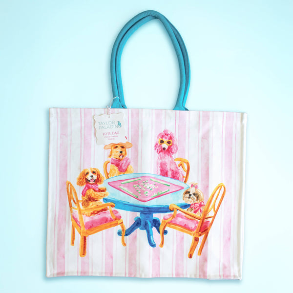 Dogs Playing Mahjong Tote Bag