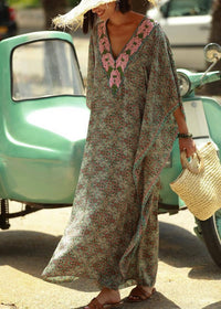Bohemian V-Neck Beach Colorful Print Dress Kaftan