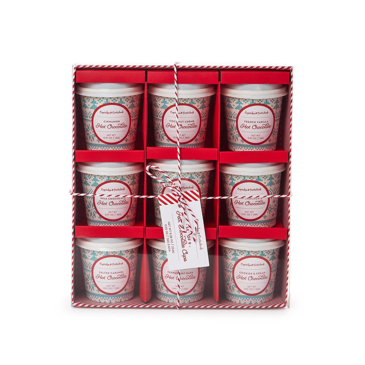 Holiday Set of 9 Hot Chocolate Cups in Gift Box