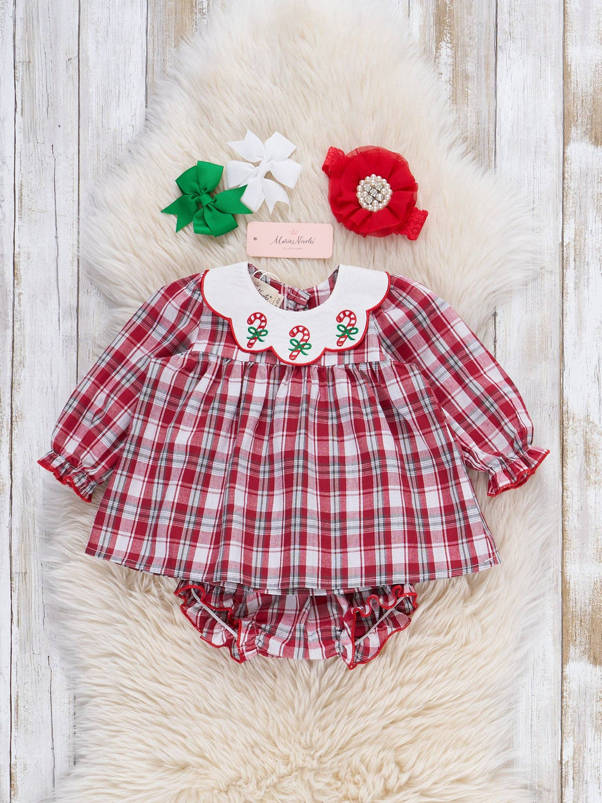 Candy Cane Plaid Bloomers Outfit
