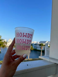 Howdy Pink Repeating Frosted Cups - Rodeo