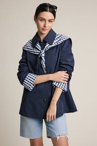 Gingham Scarf Detail Jacket - RJ1148