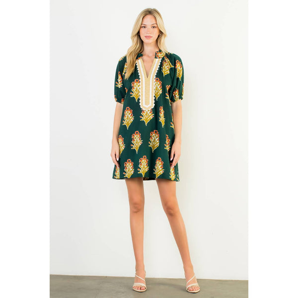 Floral Print V-Neck Dress