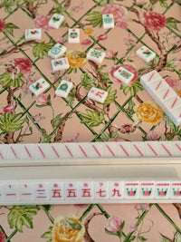 WHOLESALE Scalloped Square Table Topper | Climbing Roses - Blush