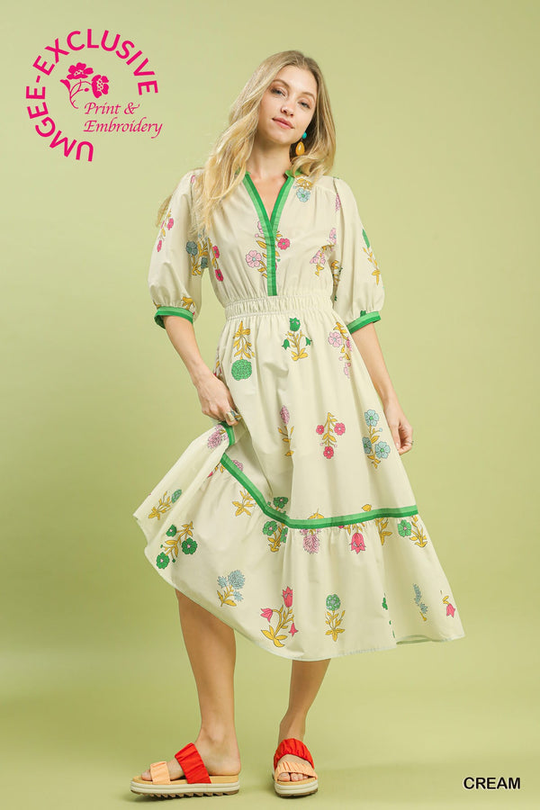 Petal Parade Print Midi Dress