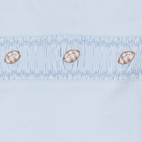 Tiny Tailgater Smocked Footie - Light Blue