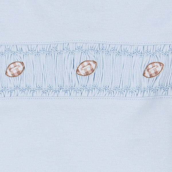 Tiny Tailgater Smocked Footie - Light Blue