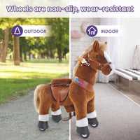 PonyCycle Ride-On Brown Horse | Plush Animal Riding Pony Toy