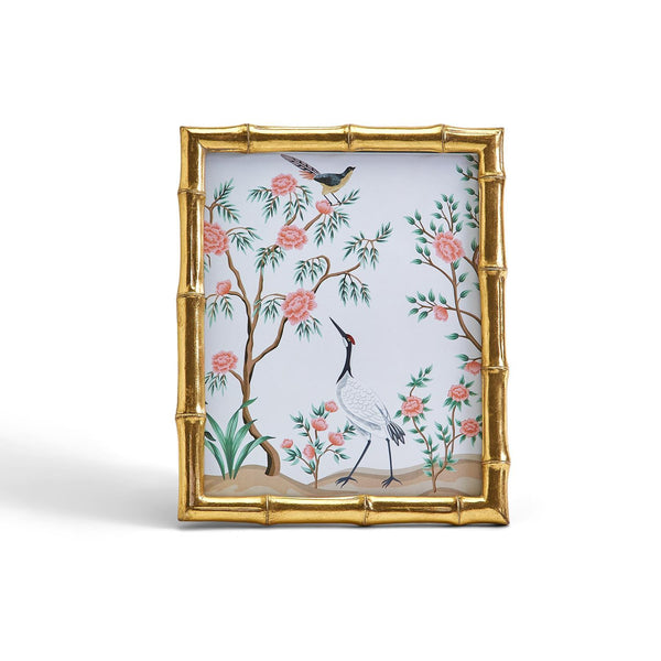 Gold Faux Bamboo Photo Frame with Art