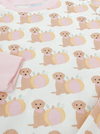 Pink Pumpkin Puppy Organic Cotton Pajama Set
