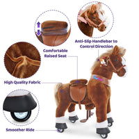 PonyCycle Ride-On Brown Horse | Plush Animal Riding Pony Toy