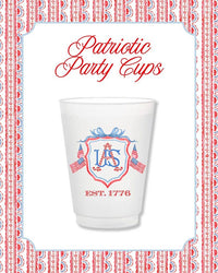 Summer Patriotic Frost Flex Cups, Set of 8 16 oz Frosted Party Cups, Watercolor Fourth of July Party Cups, Memorial Day Party Drinkware