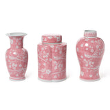 Hand-Painted Pink Chinoiserie Vases / Jar