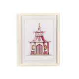 Pink Pagoda Set of 4 White Beaded Framed Wall Art Prints