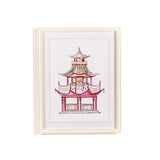 Pink Pagoda Set of 4 White Beaded Framed Wall Art Prints