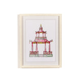 Pink Pagoda Set of 4 White Beaded Framed Wall Art Prints