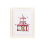 Pink Pagoda Set of 4 White Beaded Framed Wall Art Prints