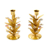 Set of 2 Flower Embellished Candleholders