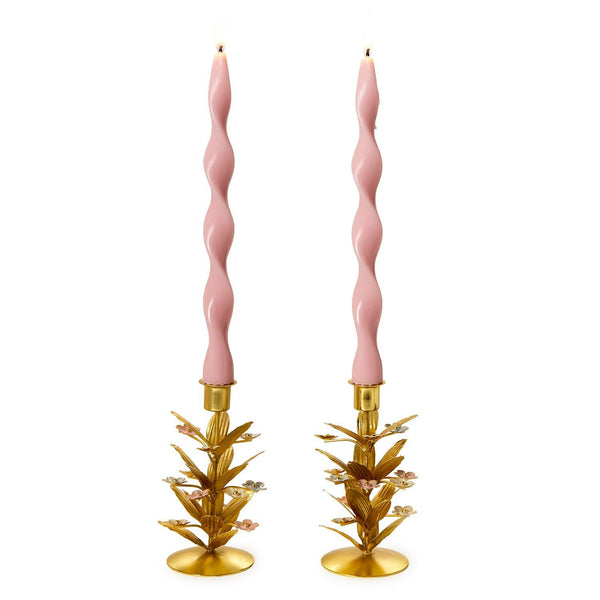 Set of 2 Flower Embellished Candleholders