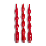 Twist and Glow Set of 3 Red 12" Twist Taper Candles