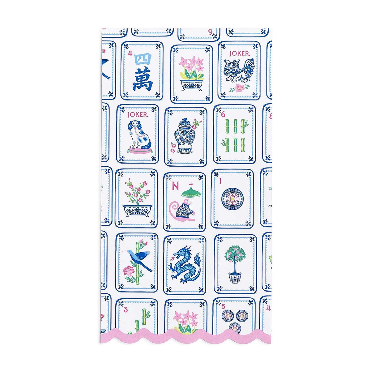 Mahjong Tiles 3-Ply Scalloped Edge Paper Napkin Dinner / Guest Towel Pack (includes 20 napkins) - Paper
