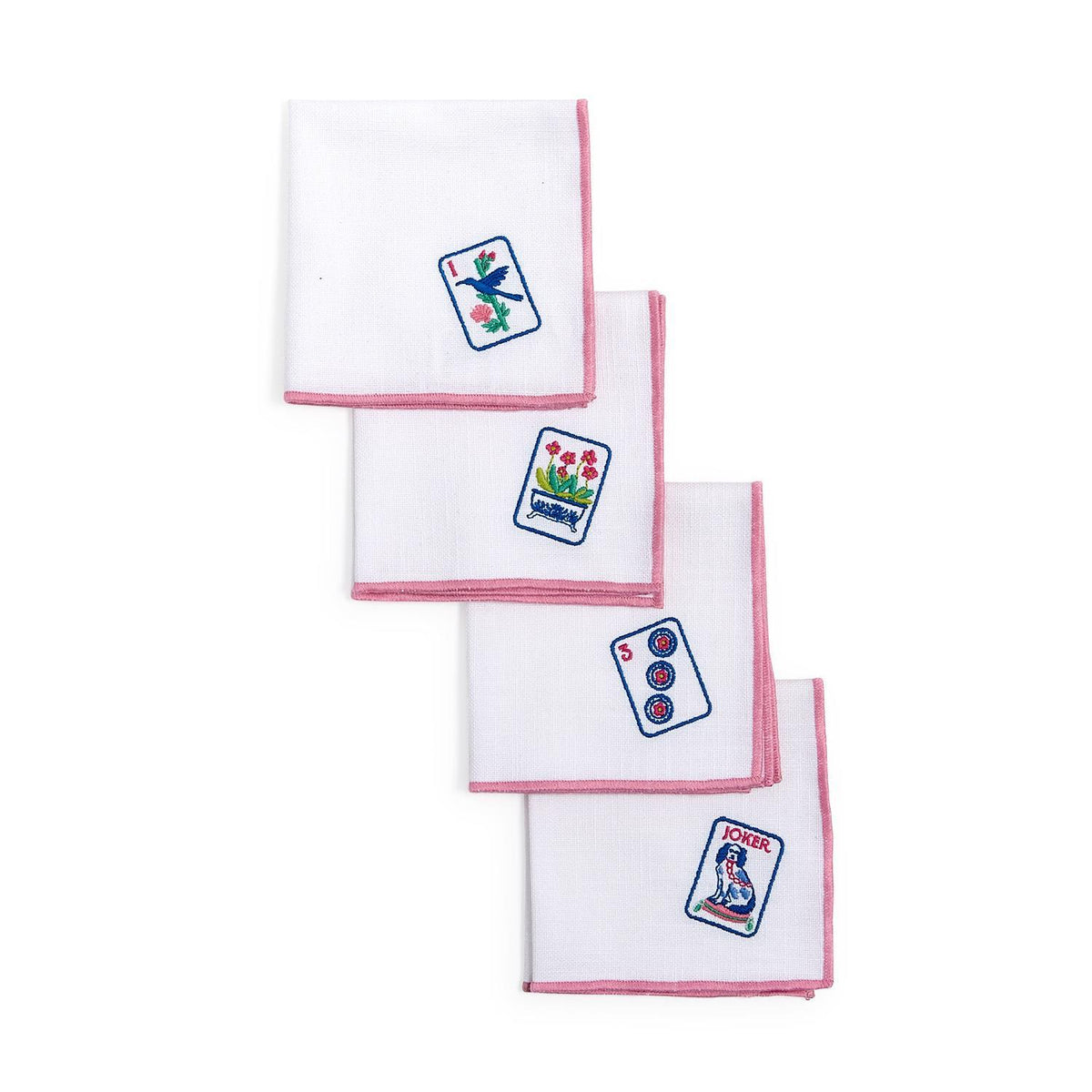 Mahjong Tiles Set of 4 Cloth Cocktail Napkins