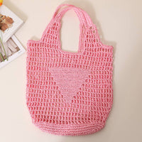 Solid Color Hollow Out Woven Handbag MK2BLW6W10BBG929