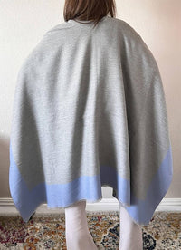 Blue-grey knit front Poncho Cape Cardigan